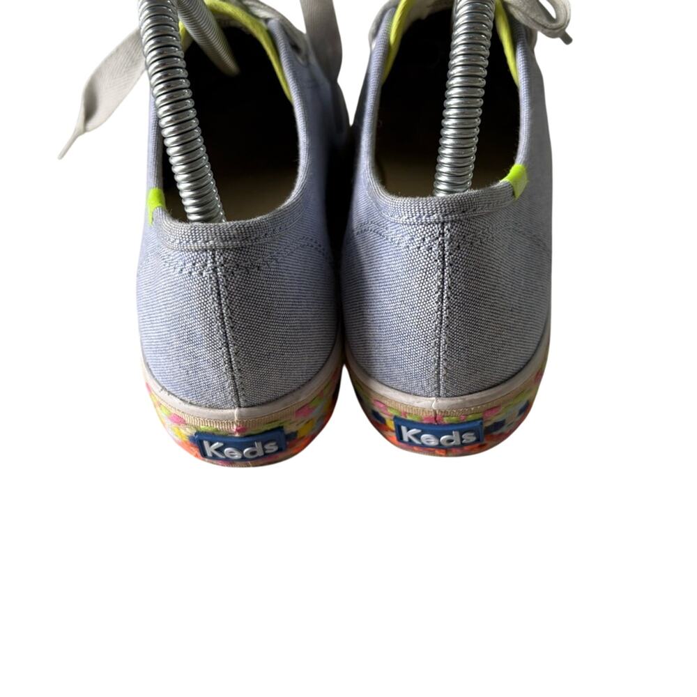 Keds Triple Kick Platform Aztec Geo Embroidery Cornflower Blue Chambray Sz 7.5 - Picture 4 of 5
